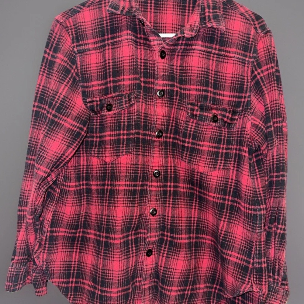 Off-White Virgil Abloh Red Flannel Button Up Shirt Sz XL
